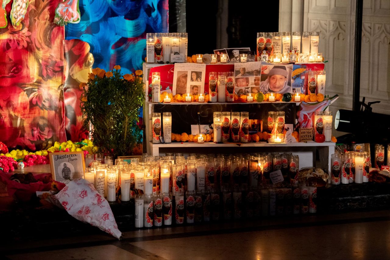 The Corona Altar, an art installation dedicated to those who died from the coronavirus by artist Scherezade García, marks Dia de Los Muertos or Day of the Dead. The installation includes personal offerings placed by visitors at The Green-Wood Chapel at The Green-Wood Cemetery on October 30 in New York City.