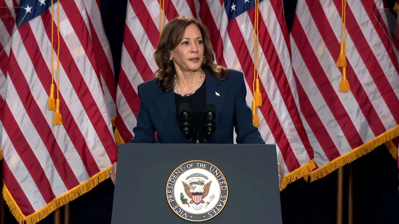 Vice President Kamala Harris speaks during a campaign rally on Tuesday, July 23, in Milwaukee.