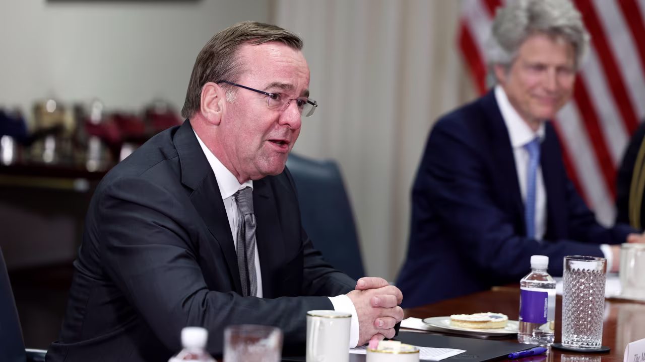 German Defense Minister Boris Pistorius speaks during a meeting with U.S. Secretary of Defense Lloyd Austin at the Pentagon on June 28, 2023 in Arlington, Virginia.