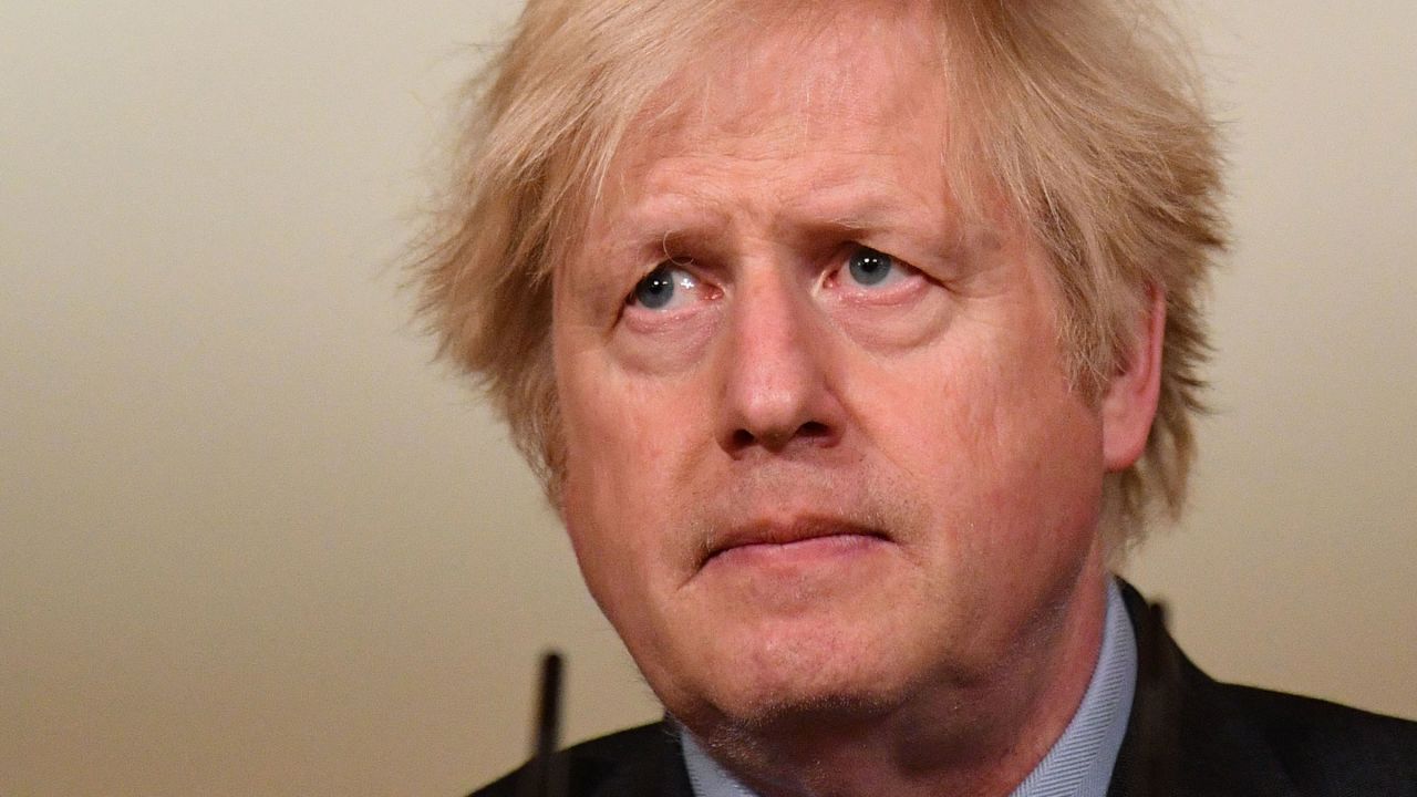 British Prime Minister Boris Johnson leads a virtual news conference on Tuesday.