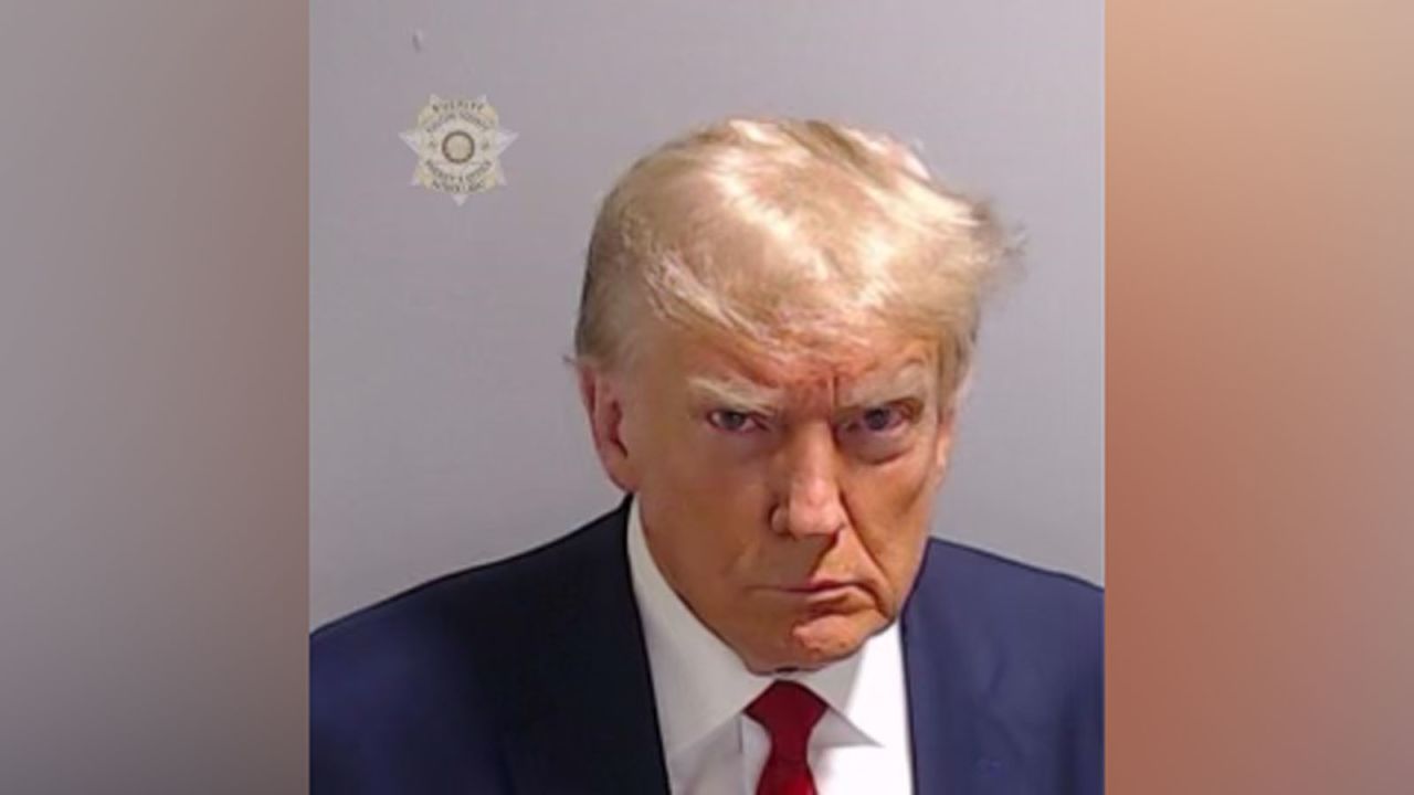 Former President Donald Trump's booking photo taken at the Fulton County Sheriff's Office on August 24. 