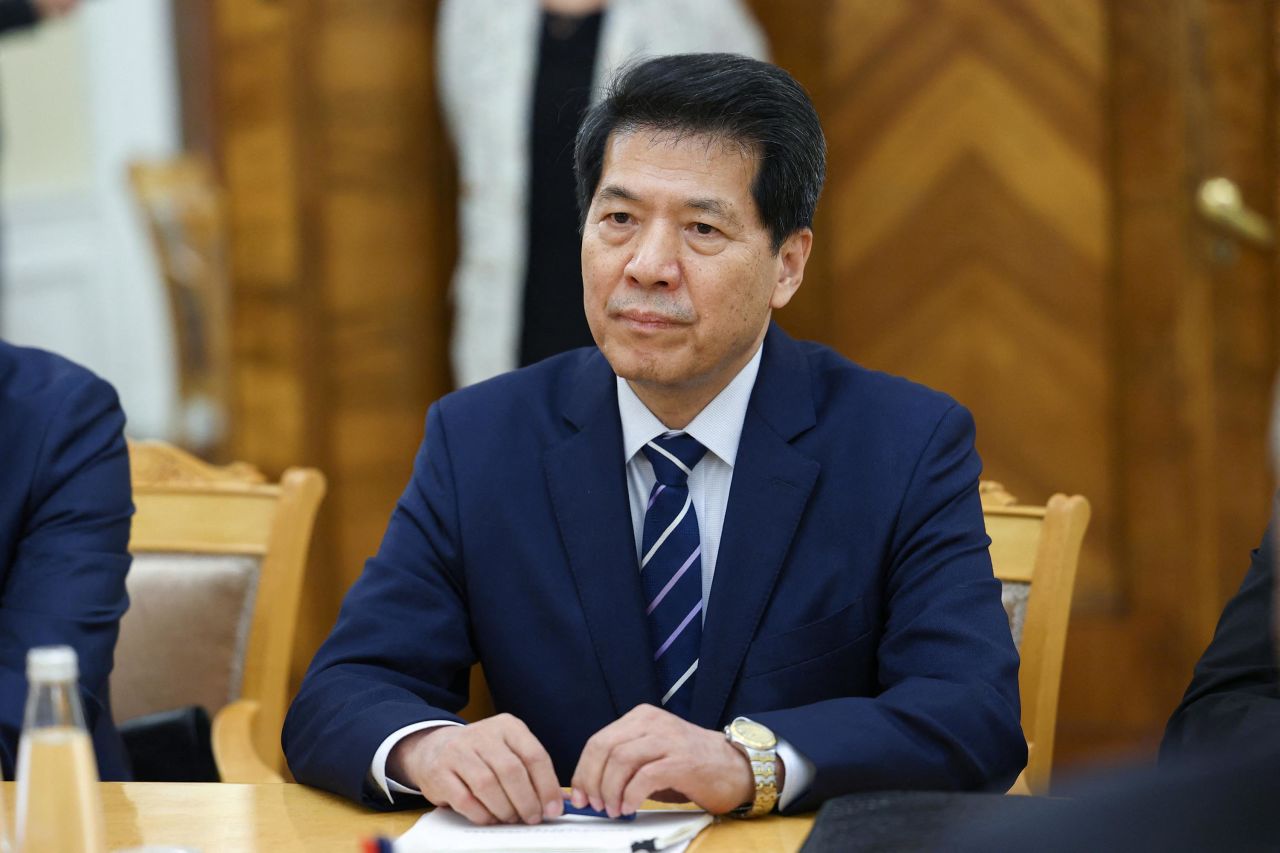 Chinese Special Envoy for Eurasian Affairs?Li?Hui?is pictured during a meeting with Russian Foreign Minister Sergei Lavrov in Moscow, Russia, on May 26. 