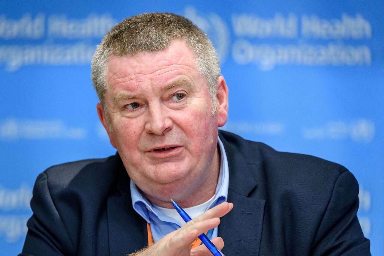 World Health Organization health emergencies program executive director Michael Ryan talks during a press briefing at the WHO headquarters in Geneva on March 11.