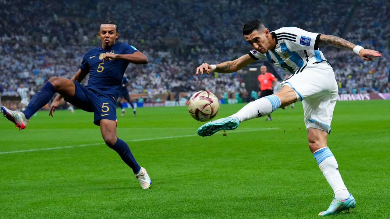 Argentina's Angel Di Maria crosses the ball during Sunday's final.
