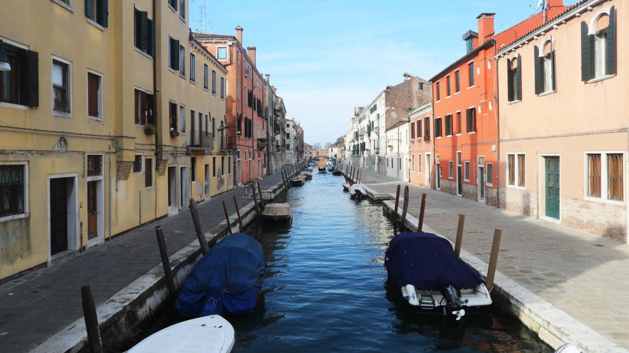 A canal and walkways are seen empty on March 9 in Venice, Italy.