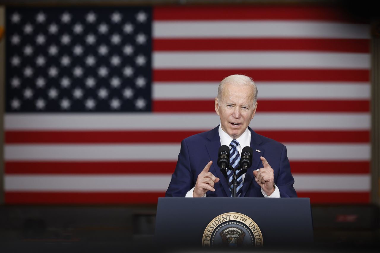 U.S. President Joe Biden delivers a speech in Upper Marlboro, Maryland, US, on February 4.