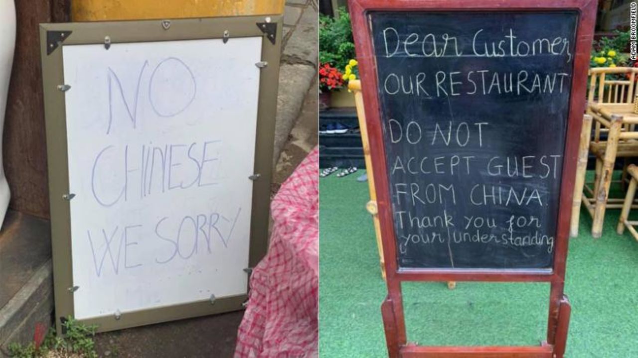 Signs outside restaurants in Hoi An, Vietnam, taken in January 2020.