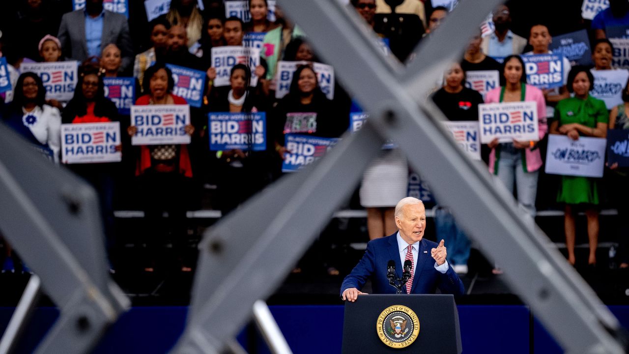 President Joe Biden speaks during a campaign rally at Girard College on May 29 in Philadelphia.