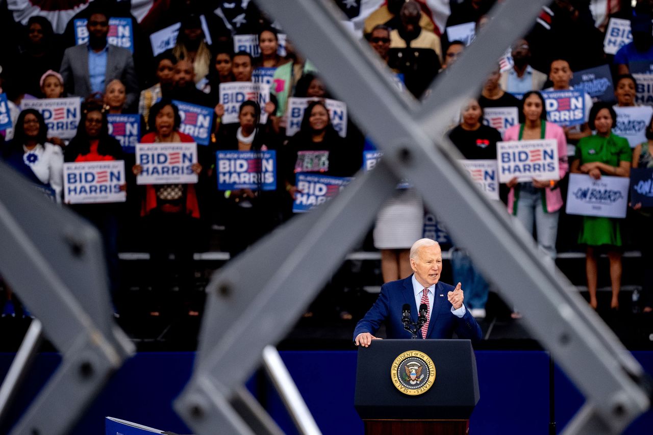 President Joe Biden speaks during a campaign rally at Girard College on May 29 in Philadelphia.