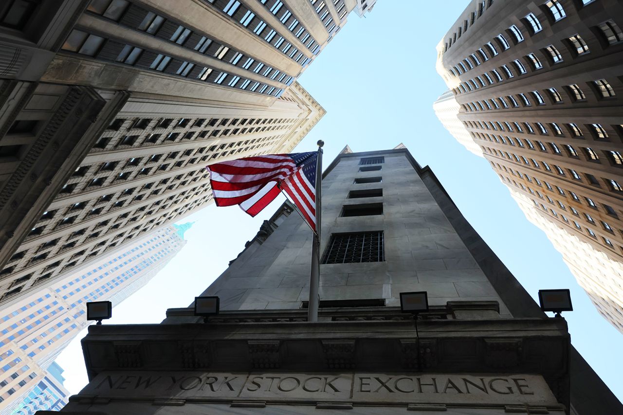 The New York Stock Exchange is seen during morning trading on October 4, 2023 in New York City.