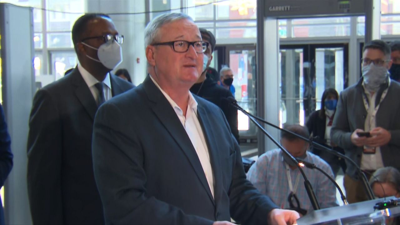 Philadelphia Mayor Jim Kenney speaks during a press conference in Philadelphia on November 6.