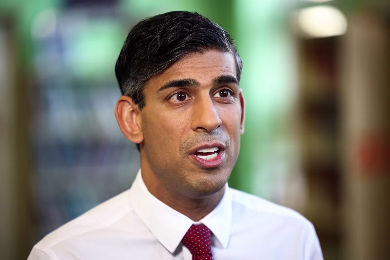 British Prime Minister Rishi Sunak speaks to the media in London in January.
