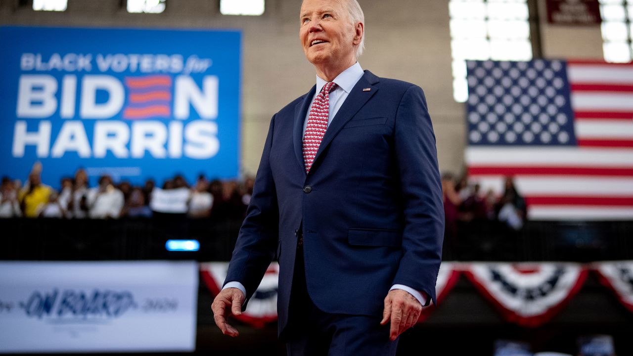 President Joe Biden takes the stage at a campaign rally at Girard College on May 29, in Philadelphia.
