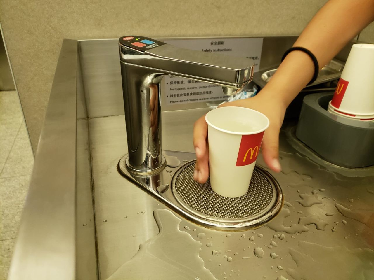 McDonald's is one of the few sources of water in the airport right now.