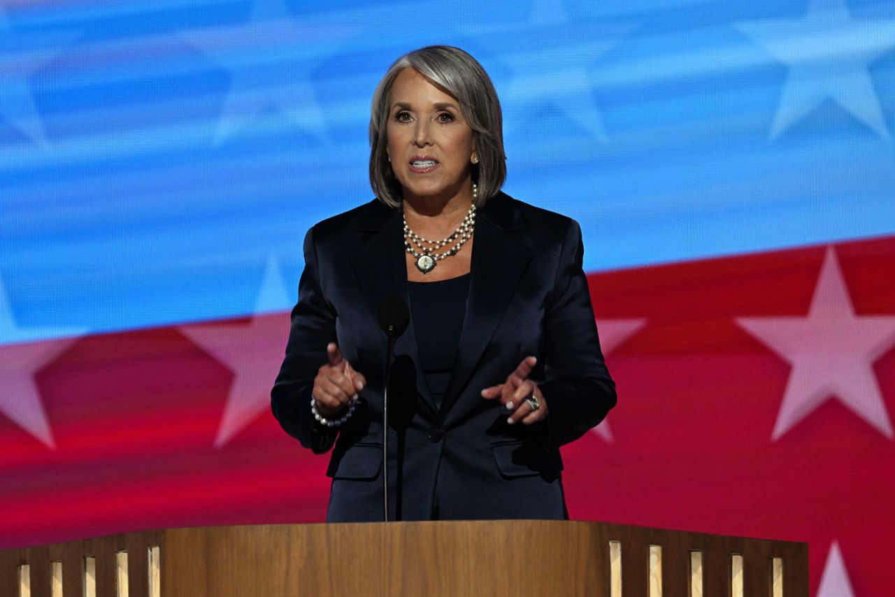 New Mexico Gov. Michelle Lujan Grisham speaks on Tuesday, August 20, in Chicago, during the DNC.