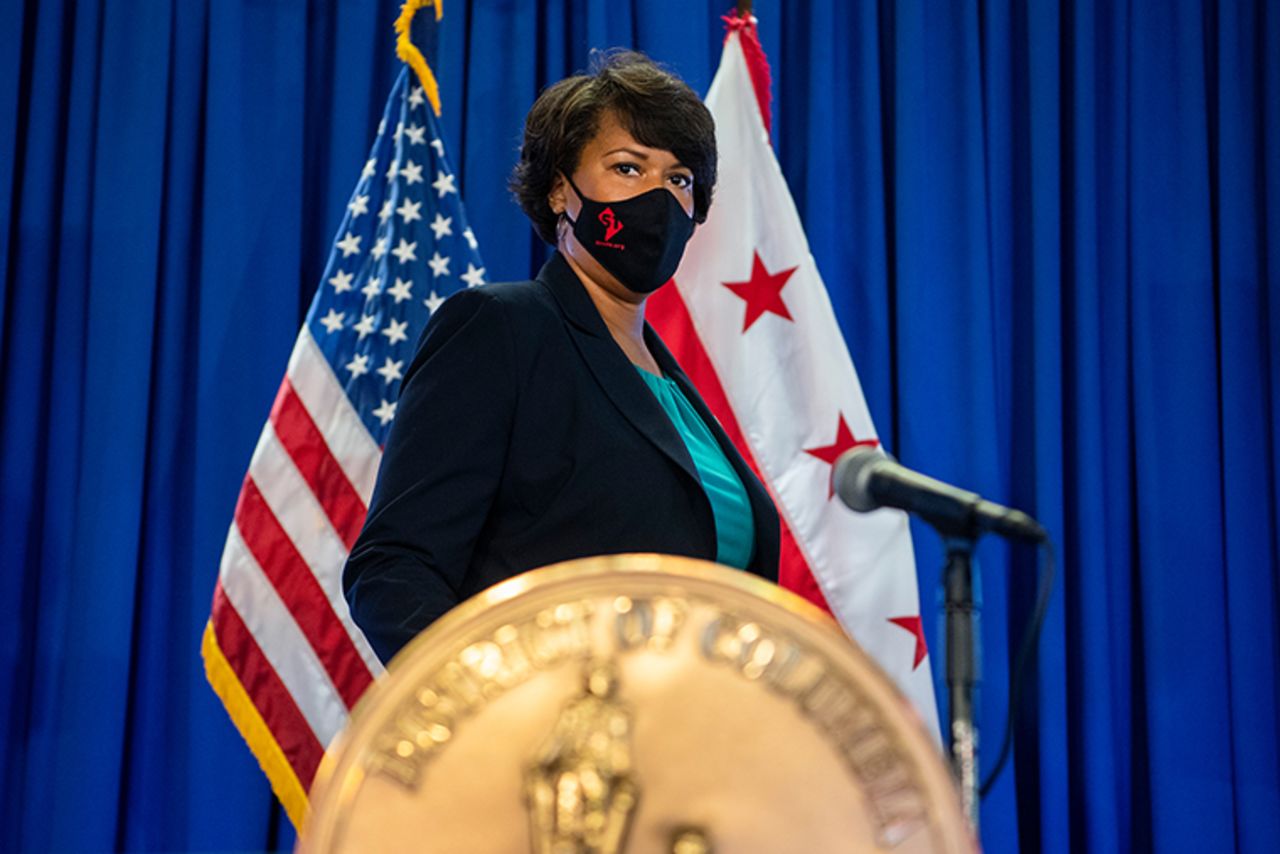 D.C. Mayor Muriel Bowser during a news conference on the Covid-19 situation in the District at Judiciary Square on Monday, September 28, 2020. 