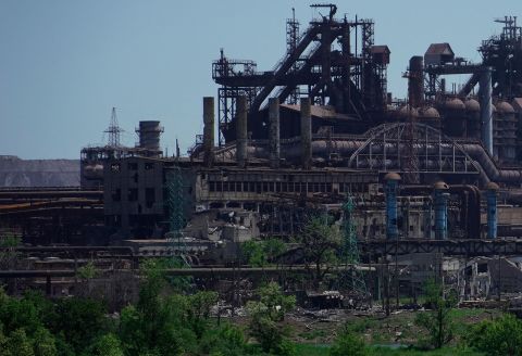 A view of the Azovstal steel plant in Mariupol on June 2.
