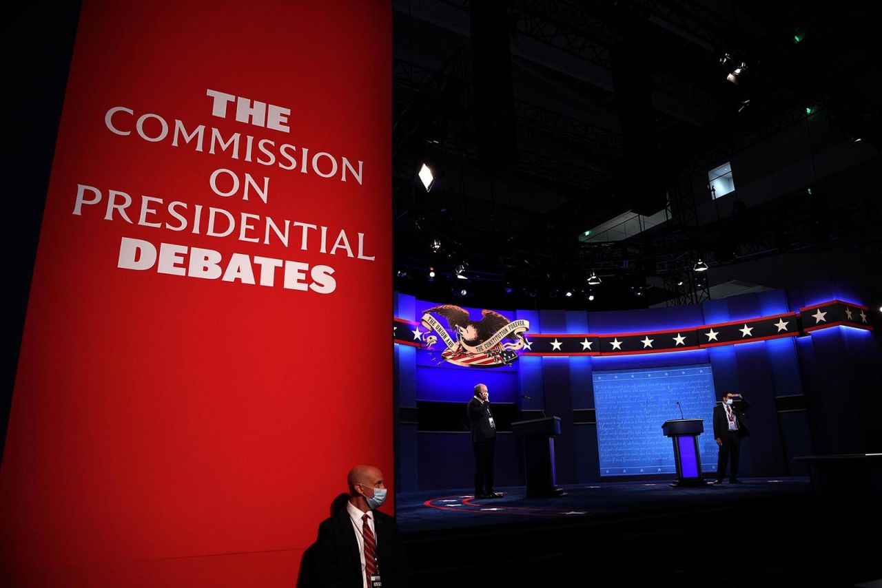 The debate stage is set for President Donald Trump and Democratic presidential nominee Joe Biden to participate in the first presidential debate at the Health Education Campus of Case Western Reserve University on September 29 in Cleveland, Ohio. 