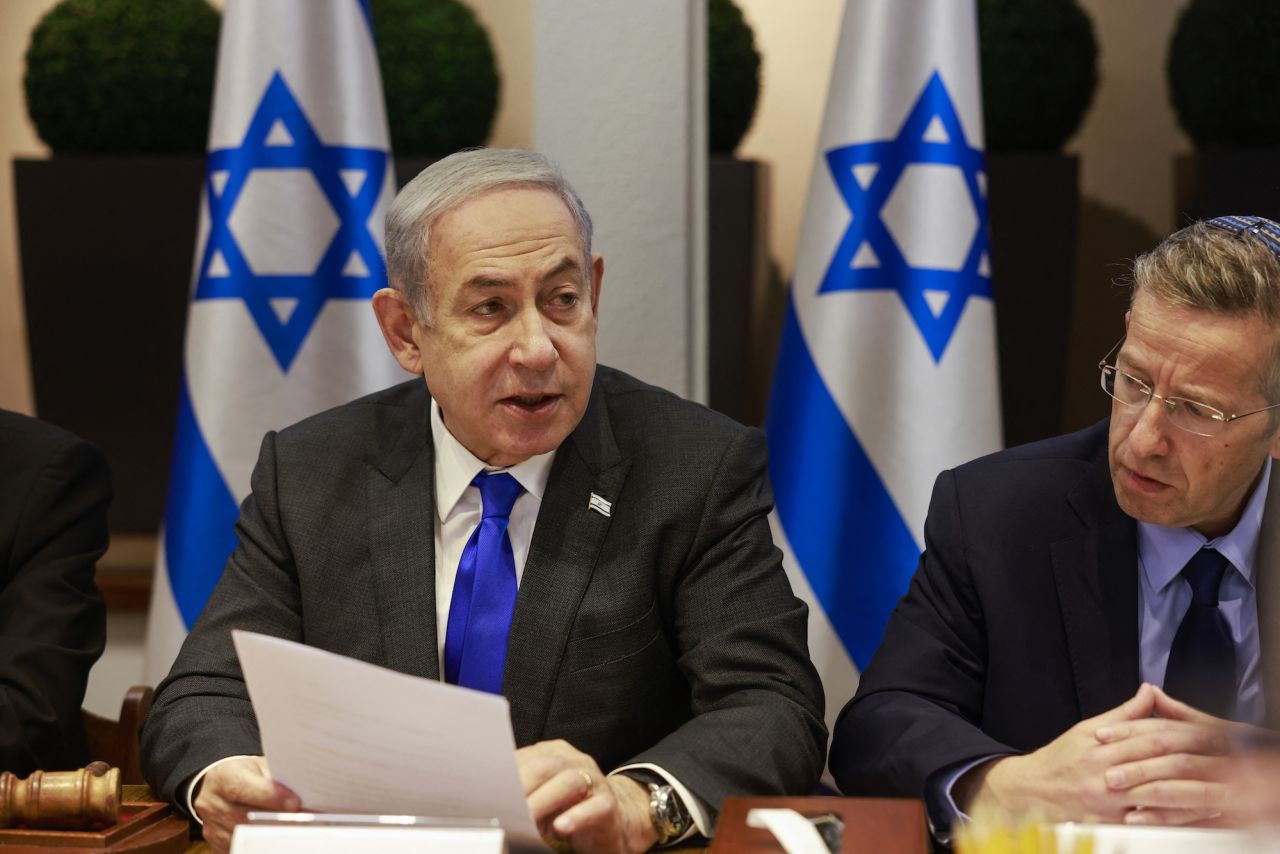 Israeli Prime Minister Benjamin Netanyahu chairs a Cabinet meeting in Tel Aviv on December 17.