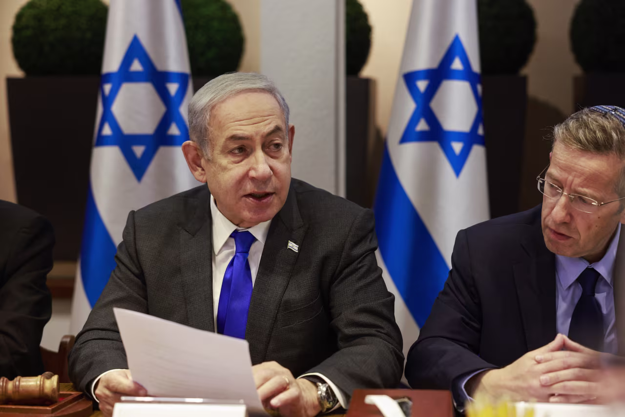 Israeli Prime Minister Benjamin Netanyahu chairs a Cabinet meeting in Tel Aviv on December 17.