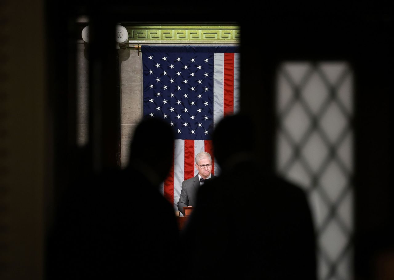 Speaker Pro Tempore Rep. Patrick McHenry presides over the House of Representatives as they prepare to vote on a new Speaker of the House at the Capitol Building on October 17, in Washington, DC. 