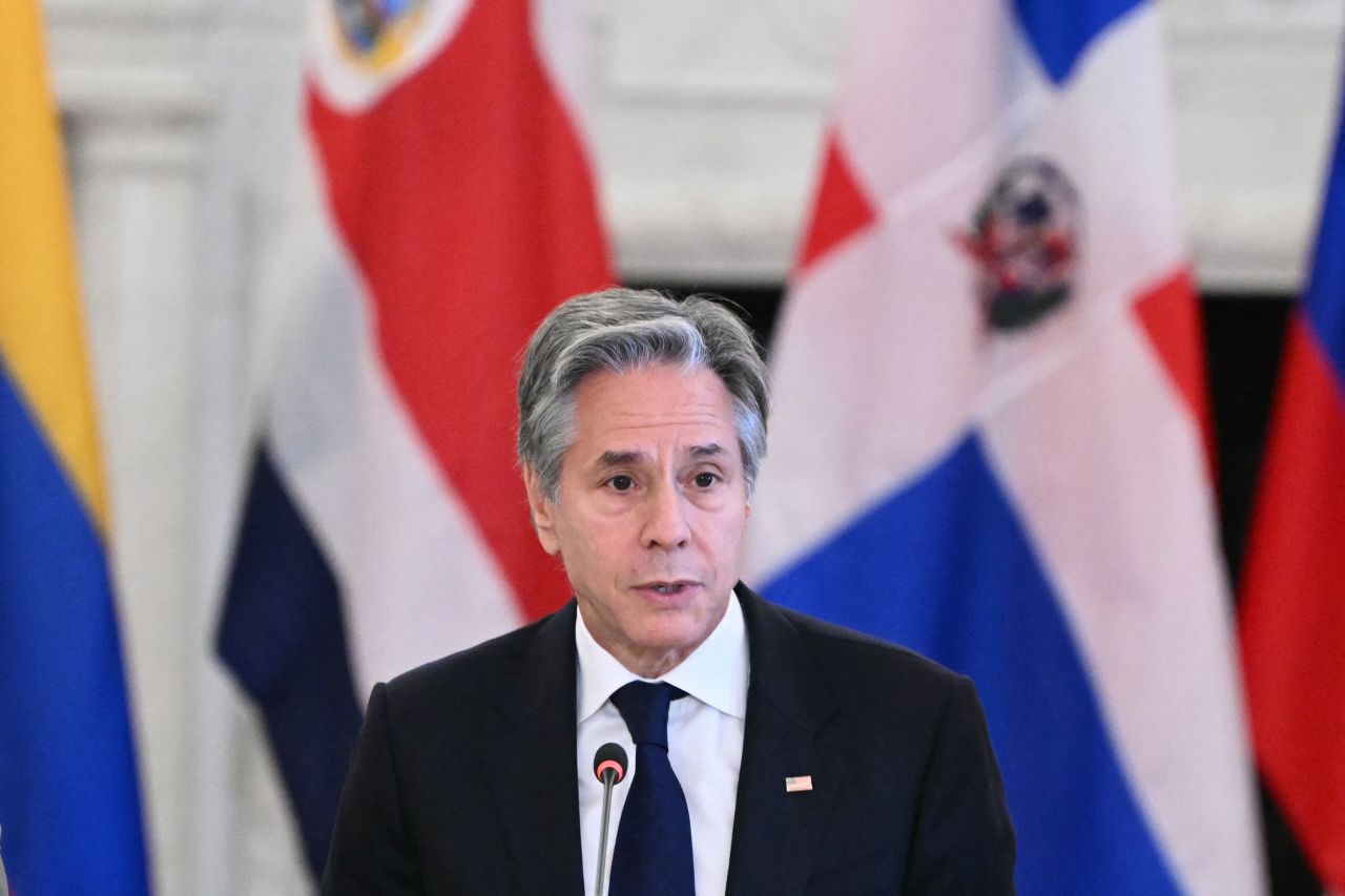 US Secretary of State Antony Blinken speaks during the Americas Partnership for Economic Prosperity foreign affairs track ministerial in the Benjamin Franklin Room of the State Department in Washington, DC on July 17.