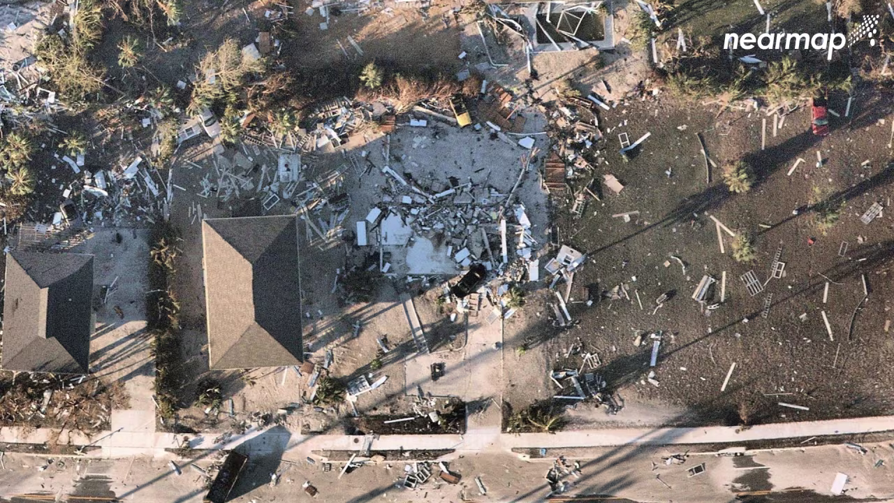 An aerial view of Fort Myers, Florida, after Hurricane Ian.