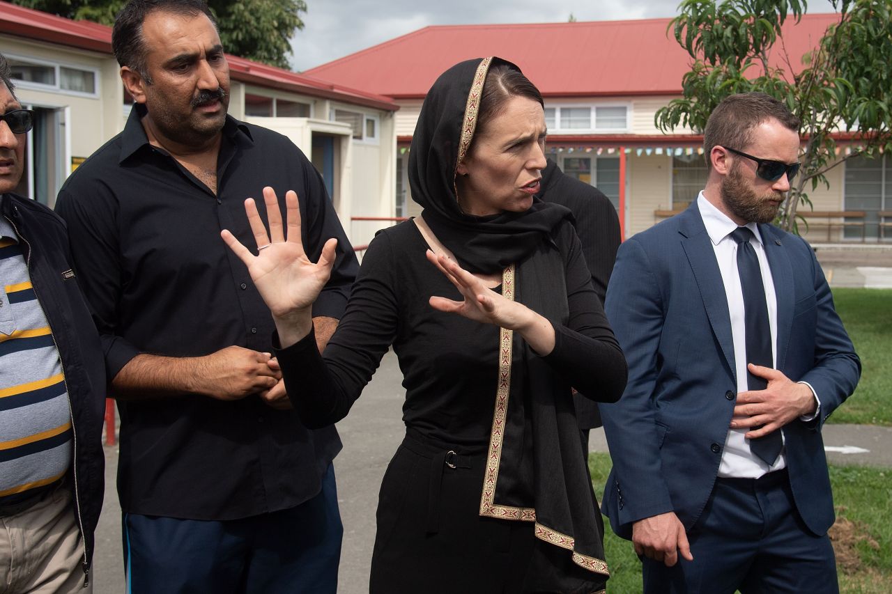 New Zealand Prime Minister Jacinda Ardern visits the Canterbury Refugee Centre in Christchurch on March 16