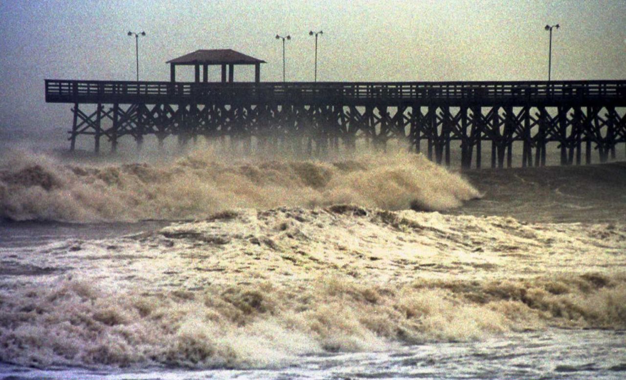 High waves and strong winds from Hurricane Fran crash in Myrtle Beach in 1996 