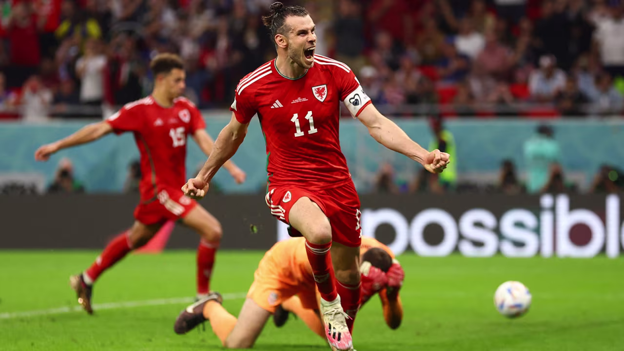 Wales' Gareth Bale celebrates after scoring a goal during a match against USA on November 21.