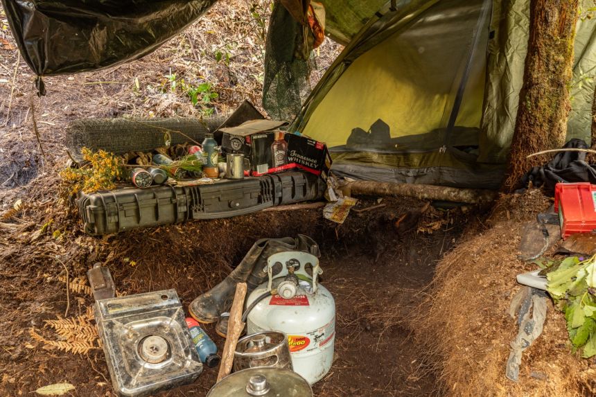 Photos released by police show the campsite where Tom Phillips and his children had be hiding in recent months