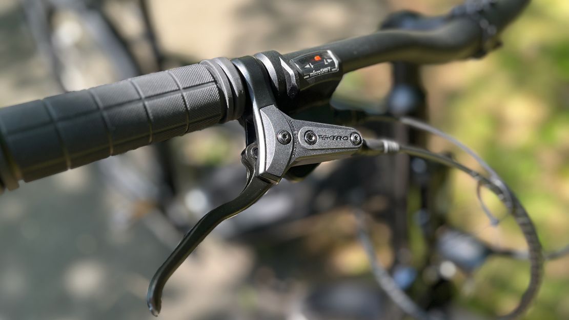 Tektro hydraulic brakes provide smooth stopping power that’s easy to modulate — important for a heavy e-bike.