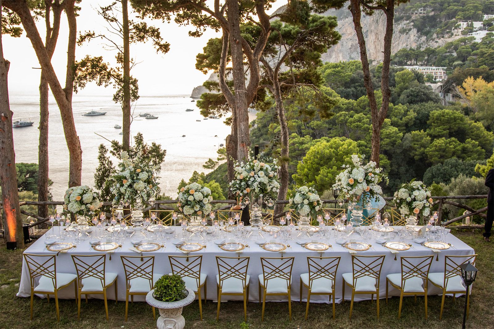 Perfecting tablewear and decor isn't the only job of a destination wedding planner. They also have to manage familial relationships. Here's a Capri-based wedding planned by Giorgia Fantin Borghi.