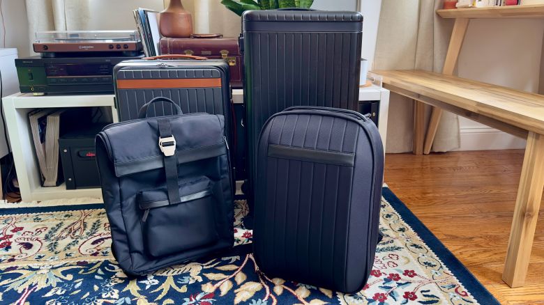 A photo of two backpacks and two suitcases from the luggage brand Carl Friedrik