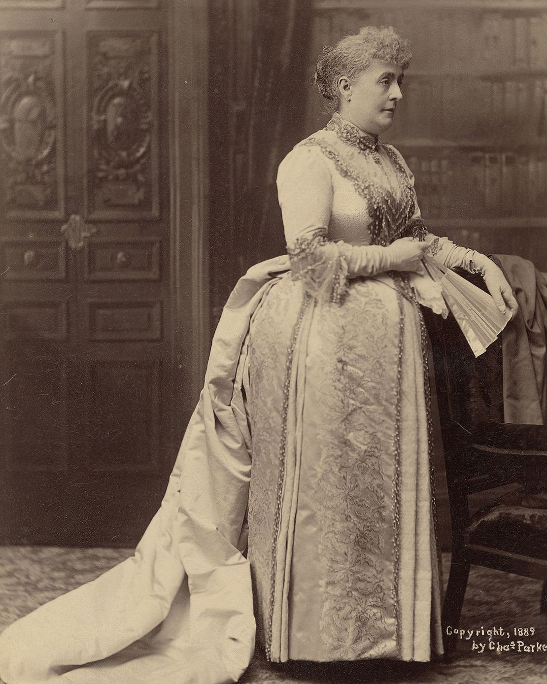 Caroline Harrison in her all-American made gown.