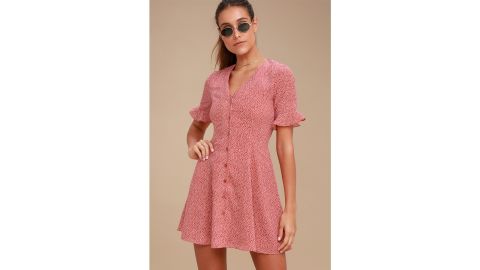 Lulus Castana Print Button-Up Dress