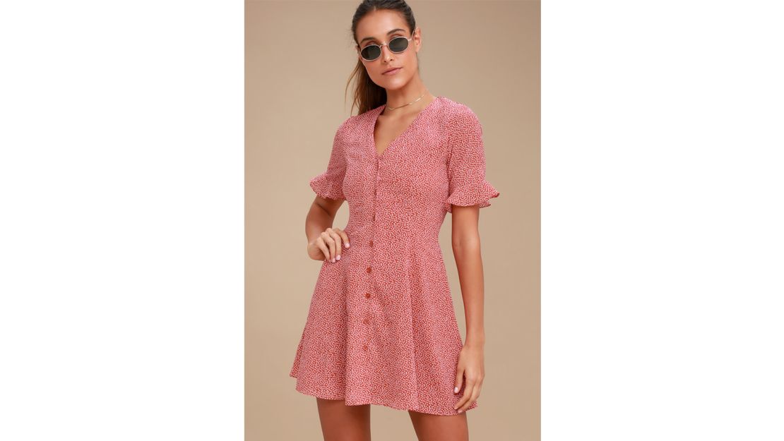 Lulus Castana Print Button-Up Dress