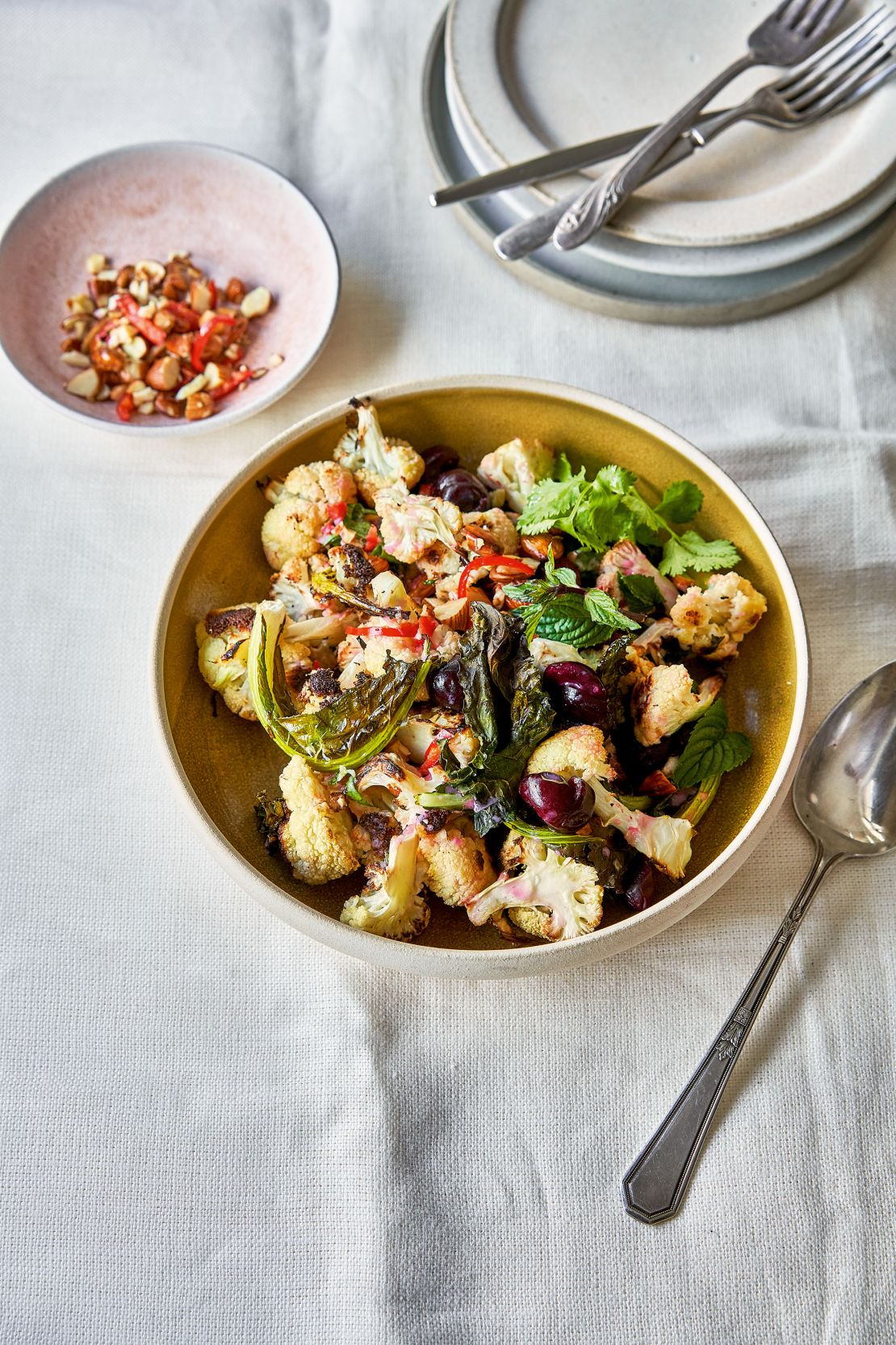 Cauliflower with coconut dressing and Fresno almonds