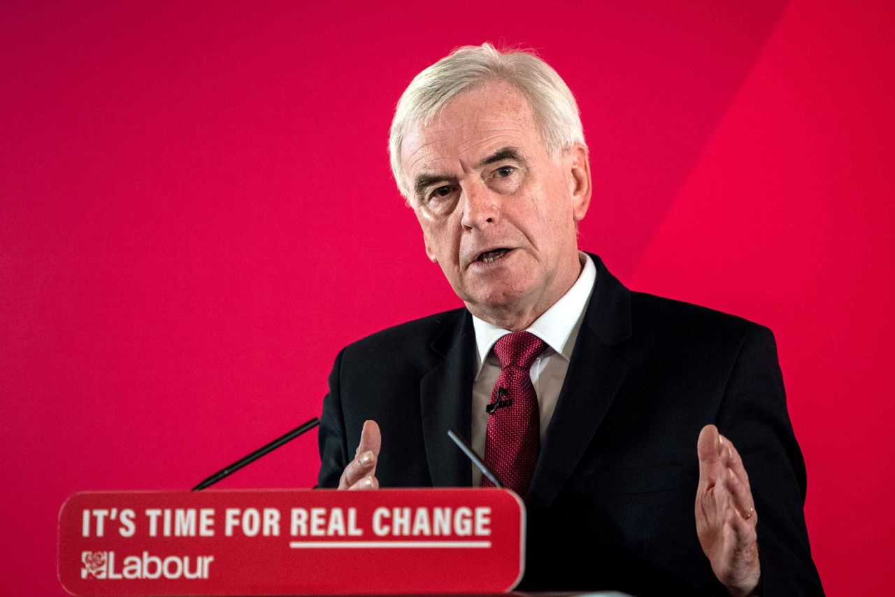 Shadow Chancellor of the Exchequer, John McDonnell, speaks at a press conference on December 9 in London. Photo: Chris J Ratcliffe/Getty Images