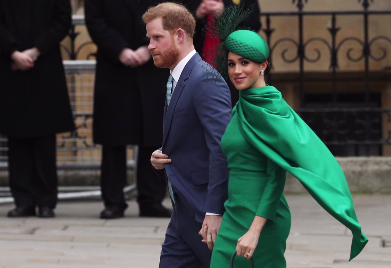 Harry and Meghan pictured as they arrive to attend the annual Commonwealth Day Service at Westminster Abbey in London on March 9, 2020. 