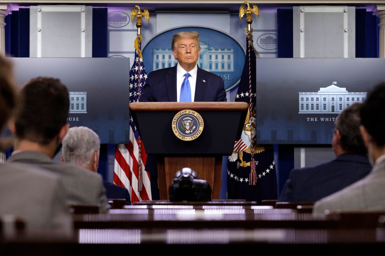 President Donald Trump holds a news conference at the White House on September 23.