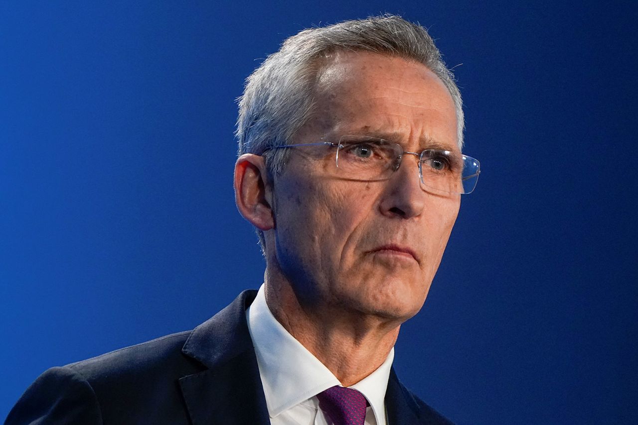 NATO Secretary General Jens Stoltenberg holds a press conference during NATO's 75th anniversary summit in Washington, D.C., on July 11.