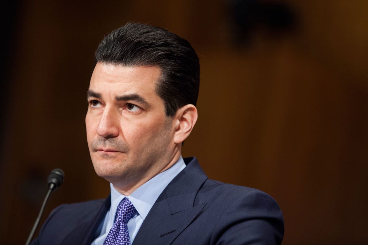 In this April 5, 2017 file photo, former FDA Commissioner Scott Gottlieb testifies during a Senate Health, Education, Labor and Pensions Committee hearing at on Capitol Hill in Washington, D.C. 