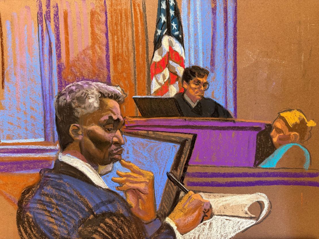 A sketch of Sean 'Diddy' Combs, who was in court on Monday for the start of jury selection.
