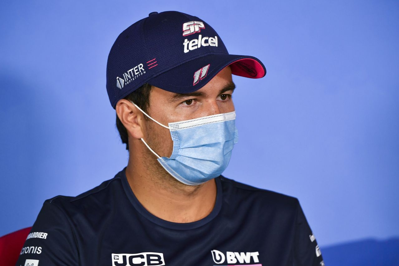 Formula One driver Sergio Pérez talks at a press conference on July 2 in Spielberg, Austria.