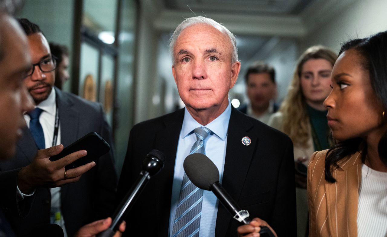 Rep. Carlos Gimenez leaves a House Republican Conference speaker of the house meeting in Longworth Building on Friday, October 13, 2023. 