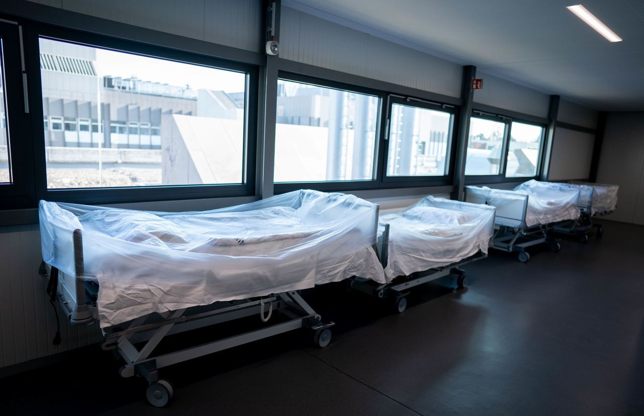 Hospital beds are pictured in a newly opened intensive care unit at the Vivantes Humboldt Clinic in Berlin, Germany, on March 26.