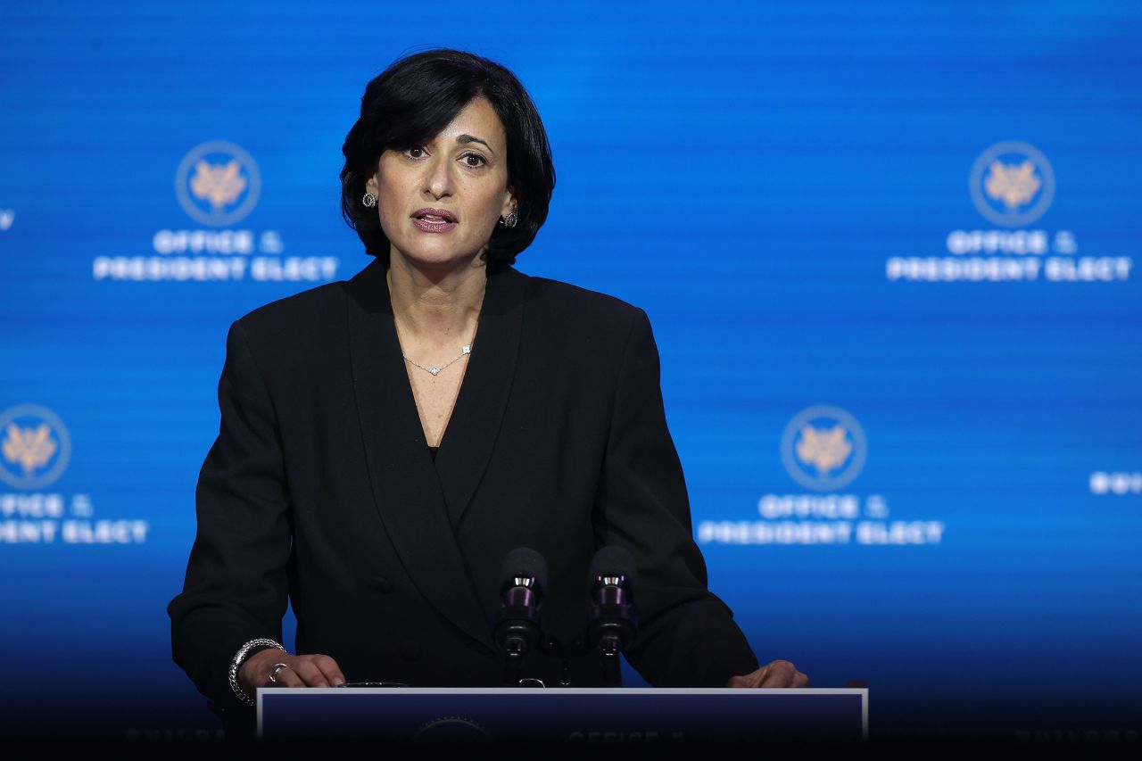 Dr. Rochelle Walensky speaks during a news conference at the Queen Theater on December 8, 2020, in Wilmington, Delaware. 