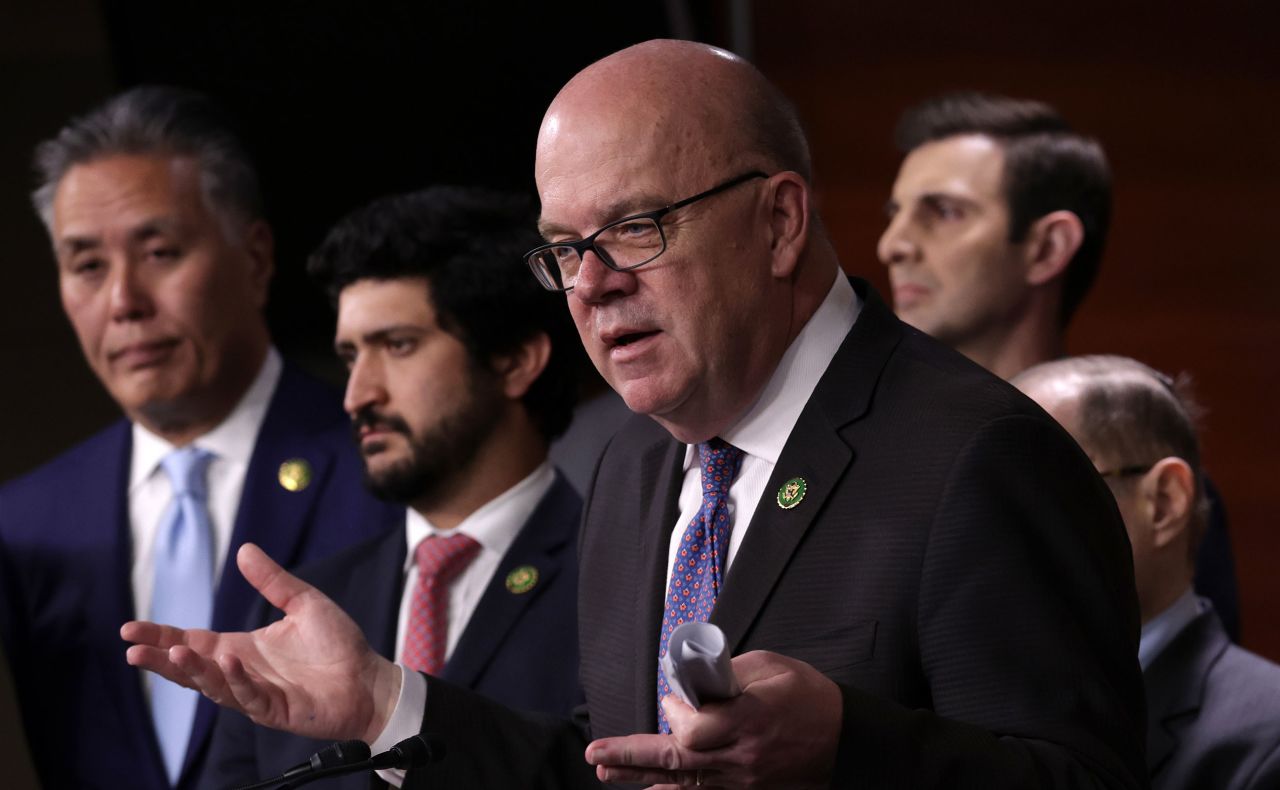 In this May 2023 photo, Rep. Jim McGovern speaks during a news conference at the US Capitol in Washington, DC. 