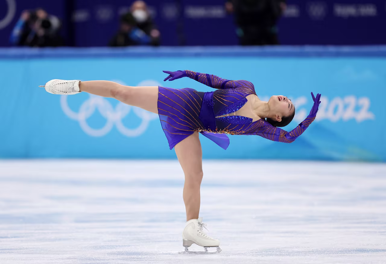 Kaori Sakamoto competes in the women's free skate on February 17.
